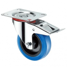 SRCLb 42 Поворотная колесная опора c торм., эластичная синяя резина (24)